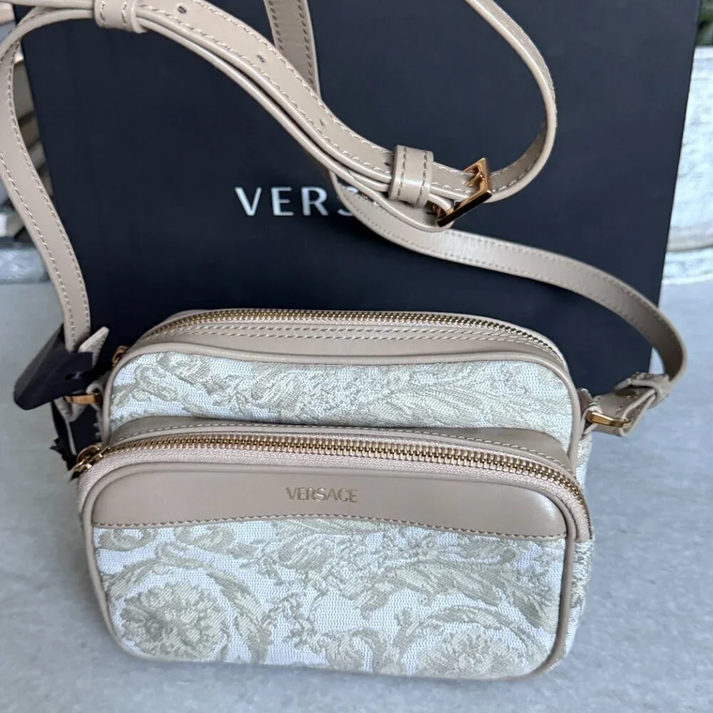 Versace Fabric Jacquard and Leather Bag Crossbody‎ Shoulder Bag, 1012856
